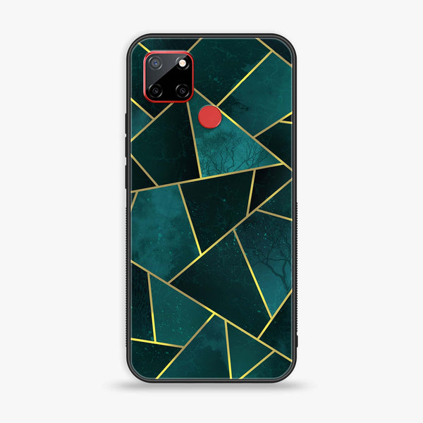 Realme C12 Geometric Marble Series Premium Printed Glass soft Bumper shock Proof Case