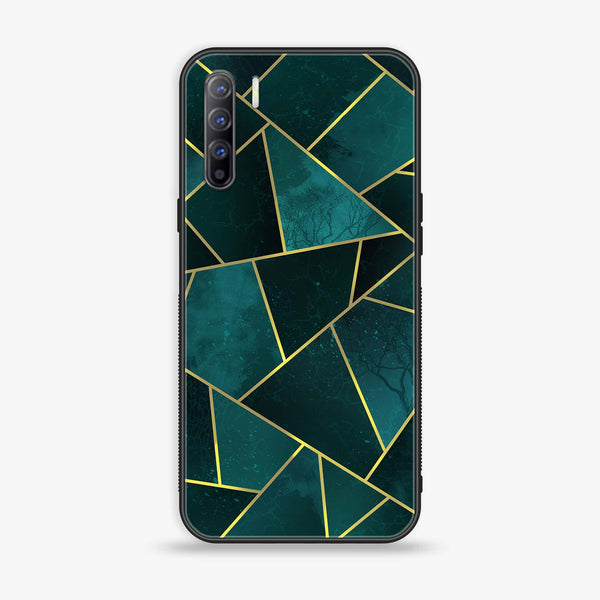 Oppo A91 - Geometric Marble Series - Premium Printed Glass soft Bumper shock Proof Case