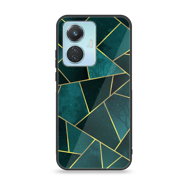 Vivo Y55 4G Geometric Marble Series Premium Printed Glass soft Bumper shock Proof Case