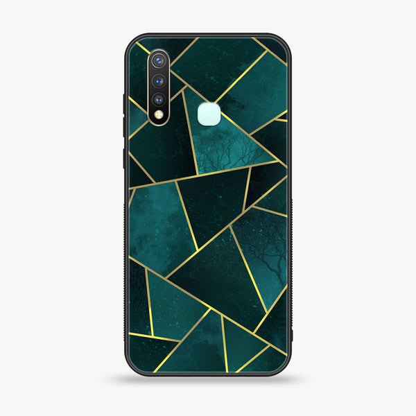 Vivo Y19 Geometric Marble Series Premium Printed Glass soft Bumper shock Proof Case