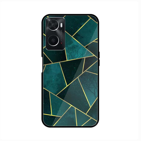 Oppo A36 Geometric Marble Series Premium Printed Glass soft Bumper shock Proof Case