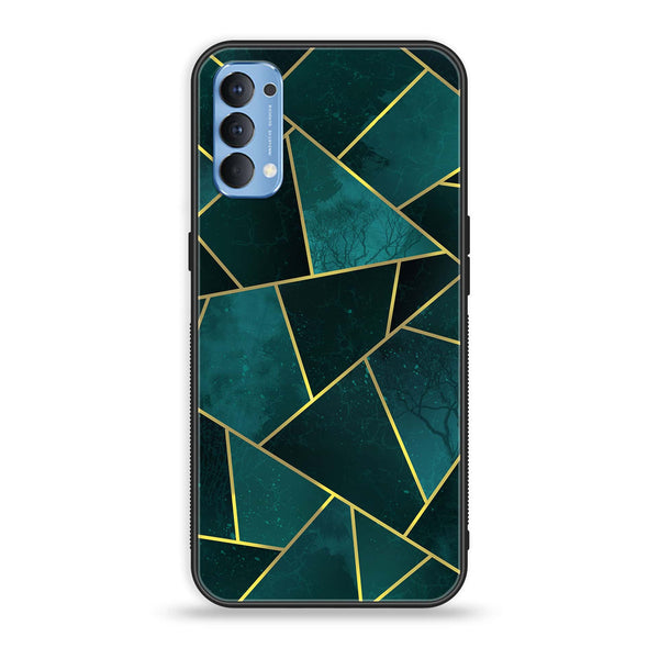 Oppo Reno 4 4G - Geometric Marble Series - Premium Printed Glass soft Bumper shock Proof Case