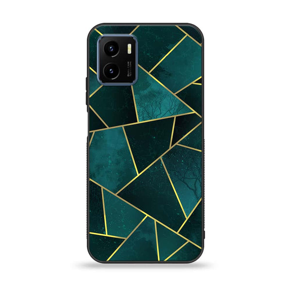 Vivo Y15c Geometric Marble Series Premium Printed Glass soft Bumper shock Proof Case