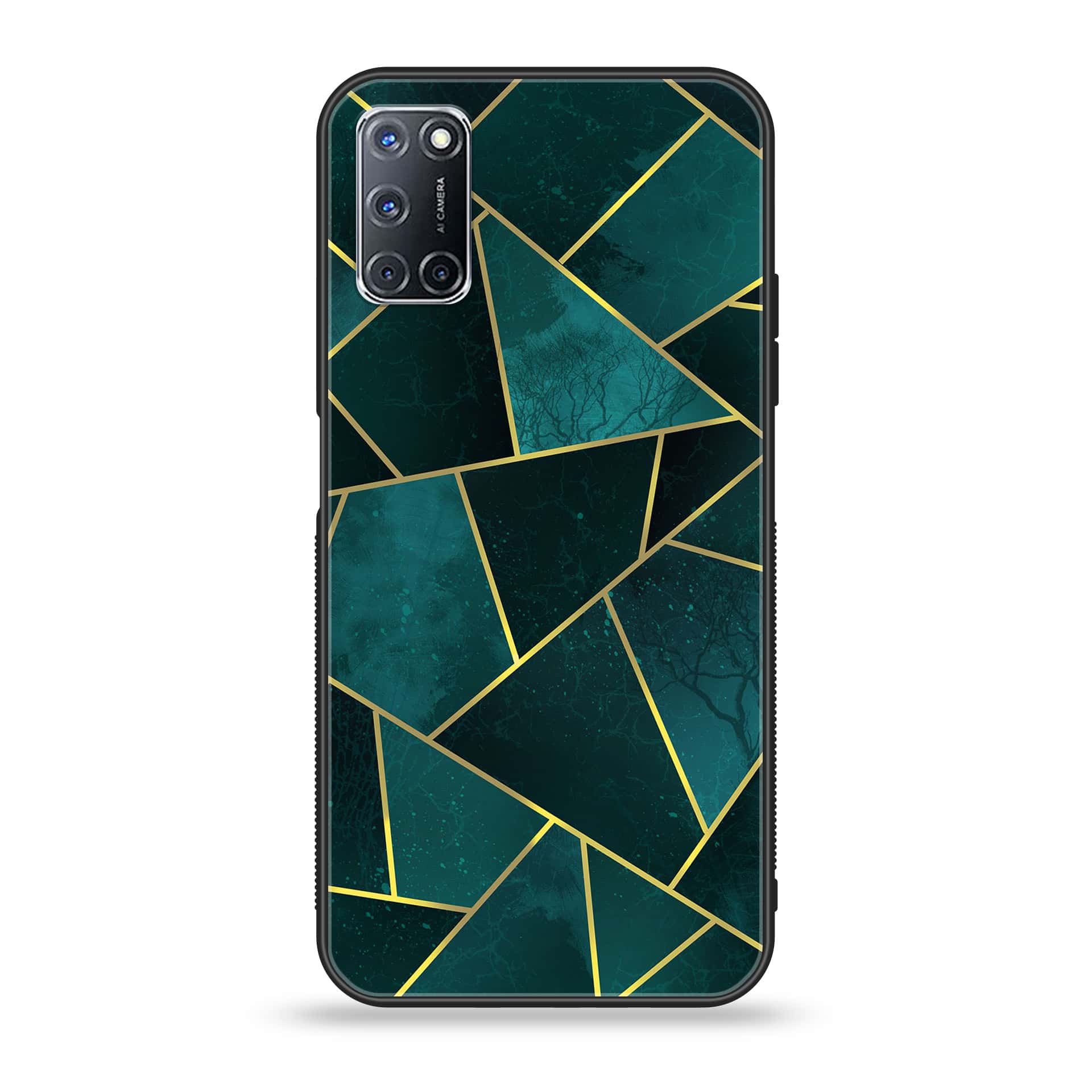 Oppo A52 - Geometric Marble Series - Premium Printed Glass soft Bumper shock Proof Case