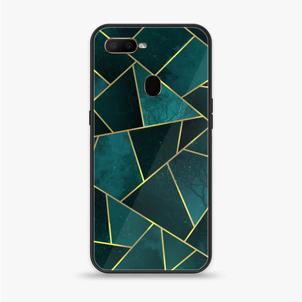 Oppo A7 - Geometric Marble Series - Premium Printed Glass soft Bumper shock Proof Case