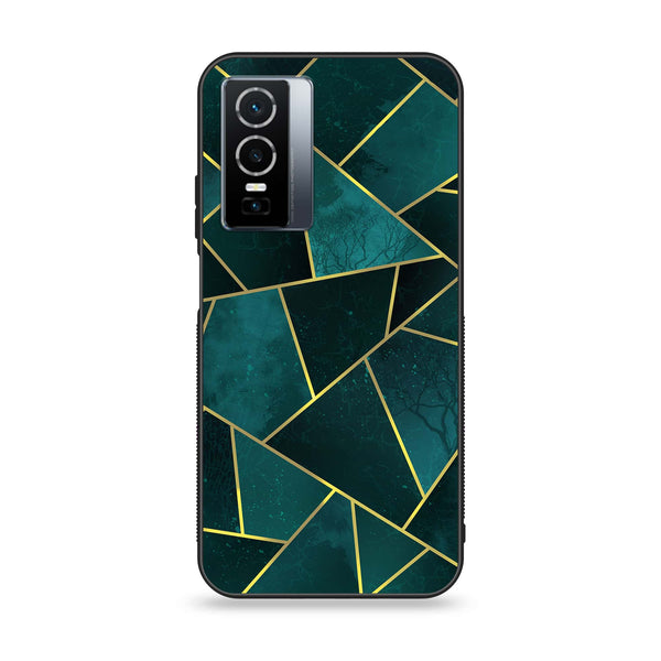 Vivo Y76 5g - Geometric Marble Series - Premium Printed Glass soft Bumper shock Proof Case