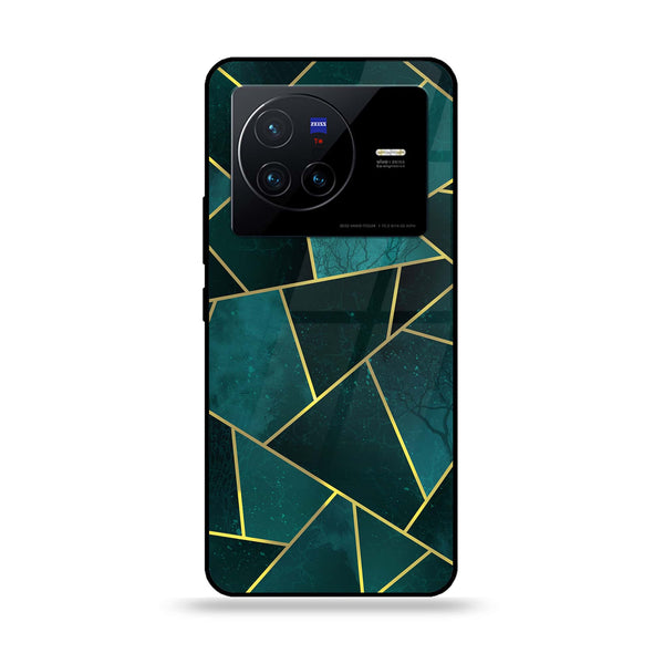 Vivo X80 - Geometric Marble Series - Premium Printed Glass soft Bumper shock Proof Case