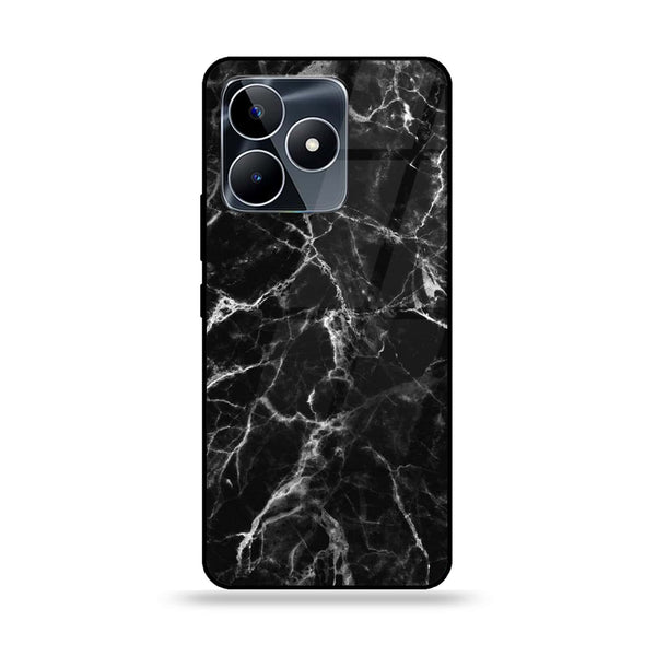 Realme C53 / C51 / Note 50 - Black Marble Design 4 - Premium Printed Glass soft Bumper shock Proof Case CS-36330