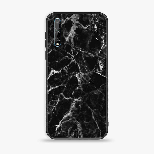 Huawei Y8p - Black Marble Design 4 - Premium Printed Glass soft Bumper shock Proof Case CS-19791