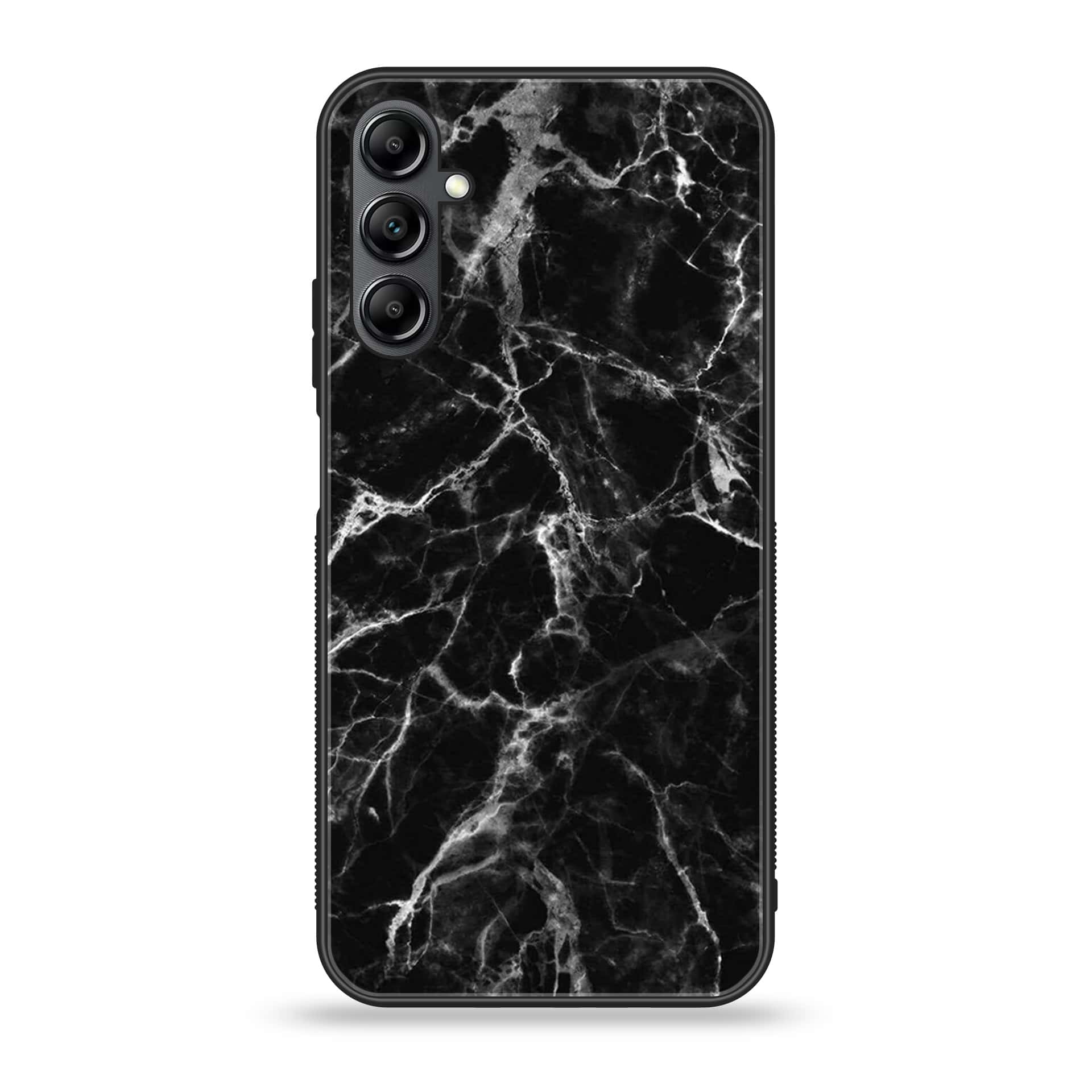 Samsung Galaxy A14- BLACK  Marble Series - Premium Printed Glass soft Bumper shock Proof Case
