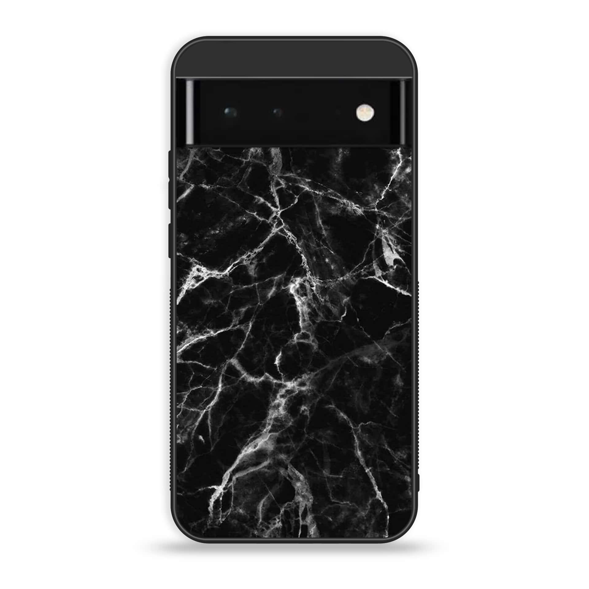 Google Pixel 6 Pro- BLACK  Marble Series - Premium Printed Glass soft Bumper shock Proof Case