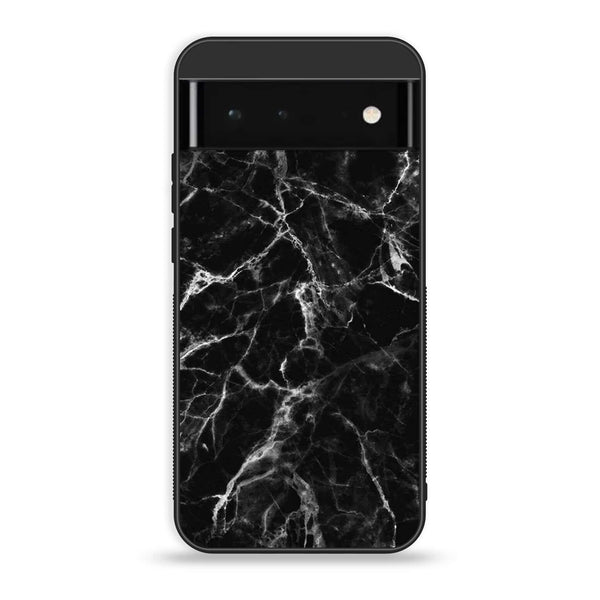 Google Pixel 6 Pro- BLACK  Marble  Design 4  - Premium Printed Glass soft Bumper shock Proof Case  CS-31700