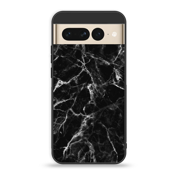 Google Pixel 7 Pro - Black Marble Design 4- Premium Printed Glass soft Bumper shock Proof Case CS-11269