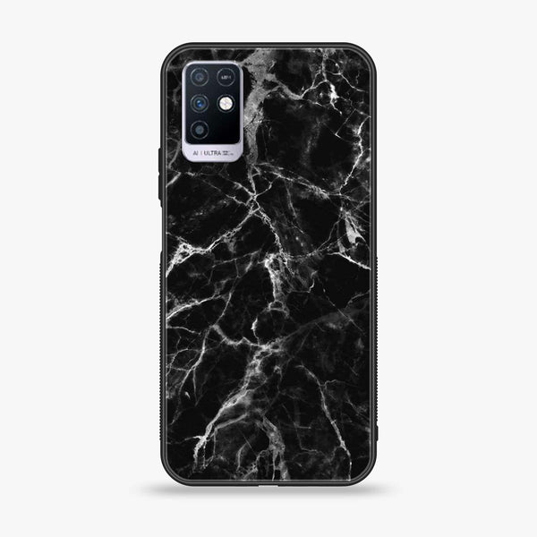Infinix Note 10 Black Marble Design 4 Premium Printed Glass soft Bumper shock Proof Case CS-8452