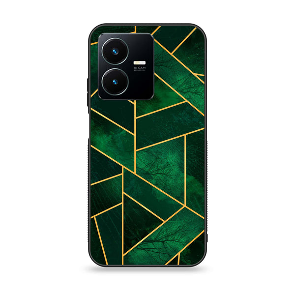 Vivo Y22 Geometric Marble Design 10 Premium Printed Glass soft Bumper shock Proof Case CS-22806