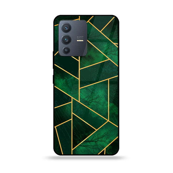 Vivo V23 5G - Geometric Marble Series Design 10- Premium Printed Glass soft Bumper shock Proof Case CS-24871