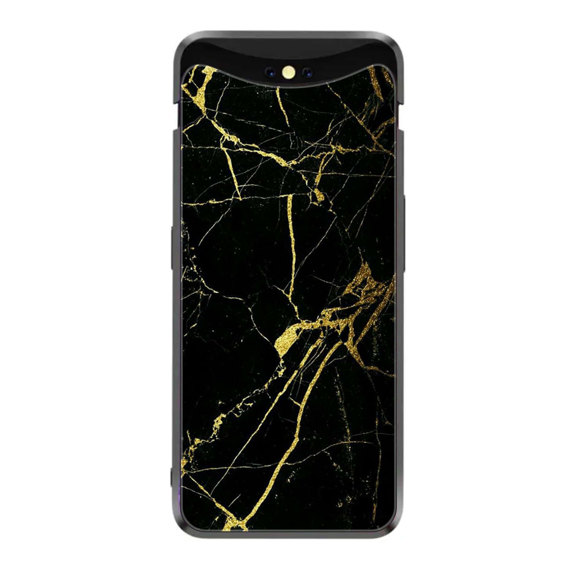 Oppo Find X - Black Marble Series - Premium Printed Glass soft Bumper shock Proof Case