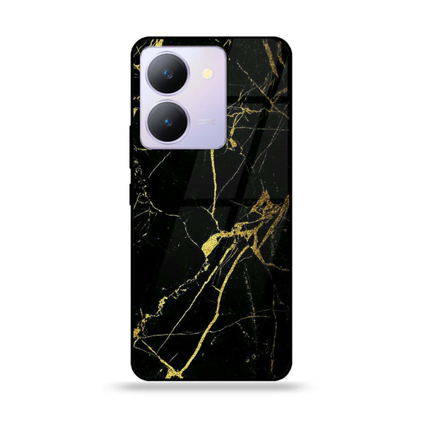 Vivo Y27 5G/ Y27s  - Black Marble Design 3 - Premium Printed Glass soft Bumper shock Proof Case CS-15791