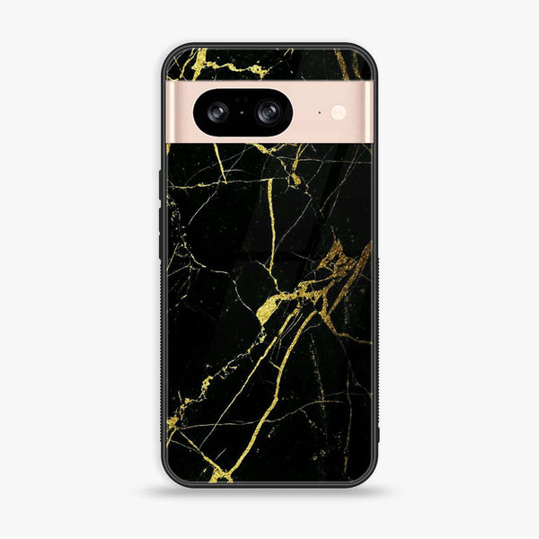 Google Pixel 8 - Black Marble Design 3- Premium Printed Glass soft Bumper shock Proof Case CS-11301