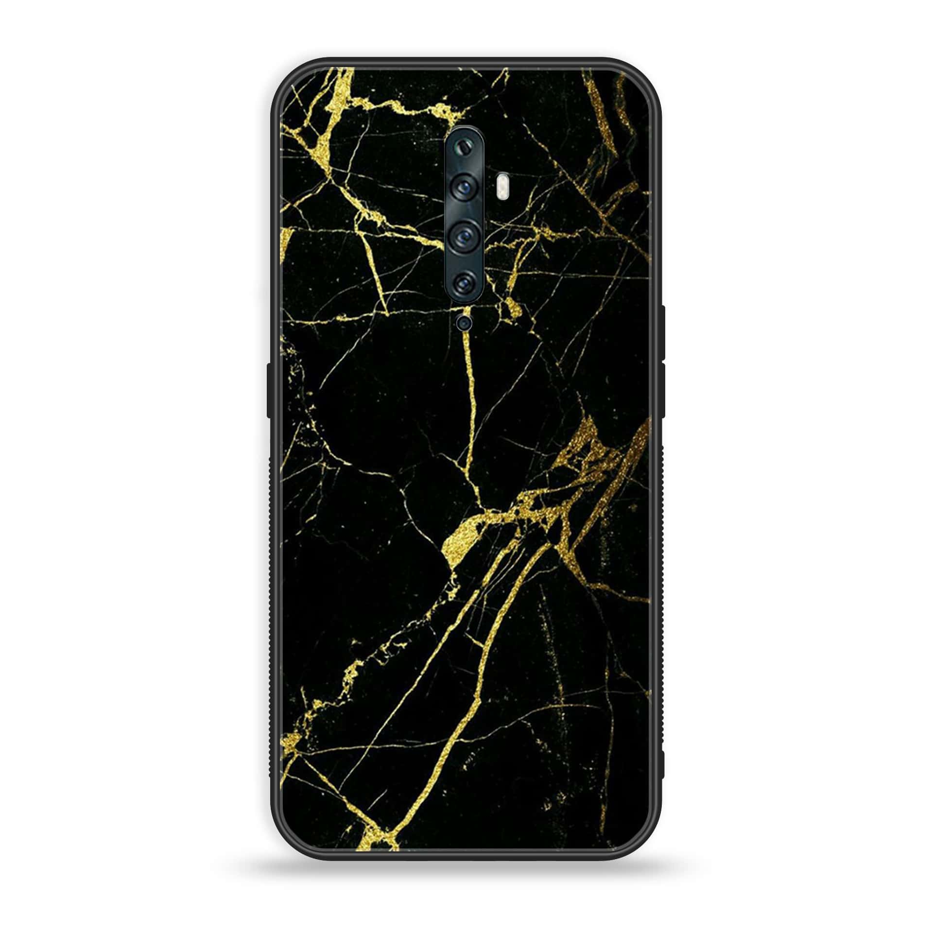 OPPO Reno 2f - Black Marble Series - Premium Printed Glass soft Bumper shock Proof Case