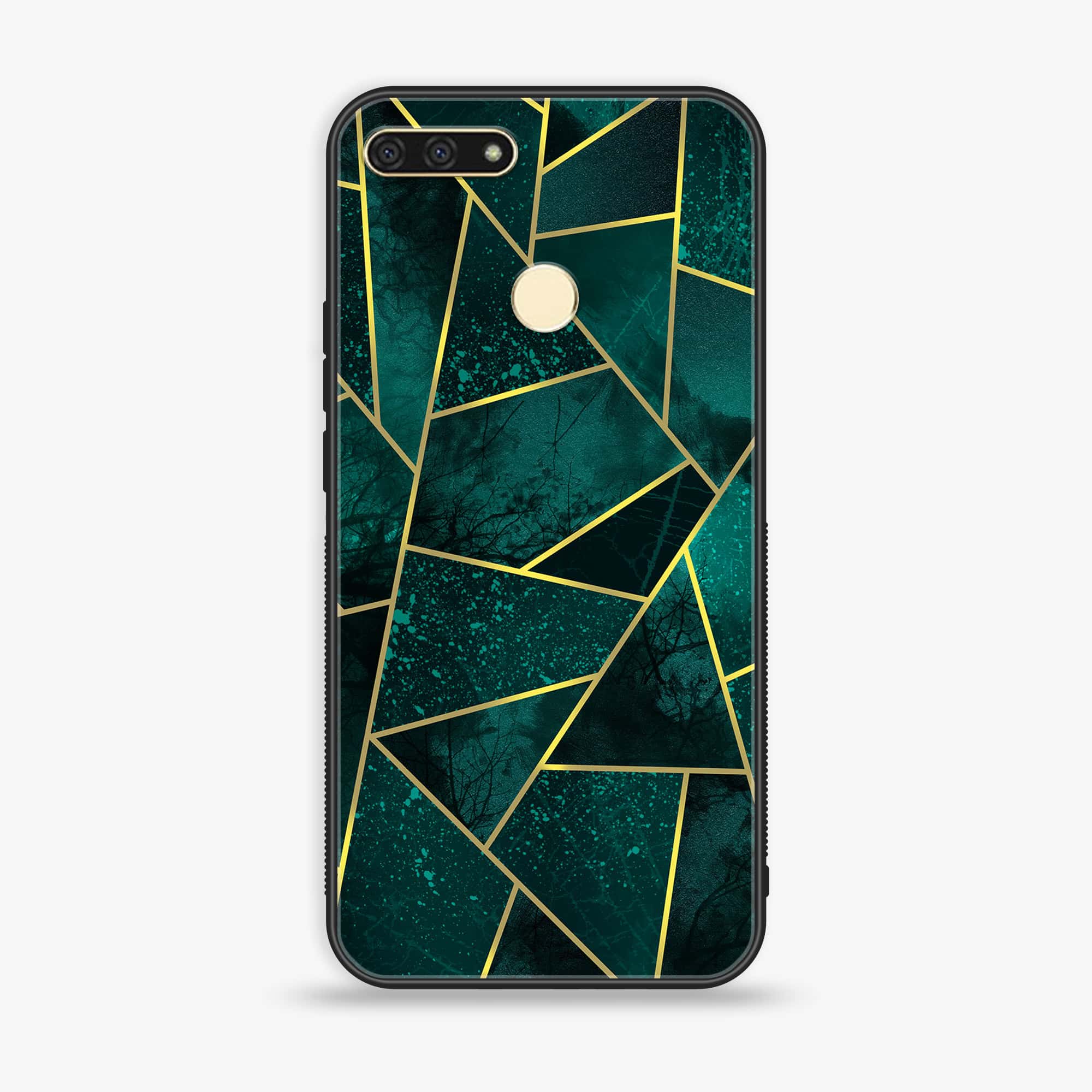 Huawei Y6 2018/Honor Play 7A - Geometric Marble Series  - Premium Printed Glass soft Bumper shock Proof Case