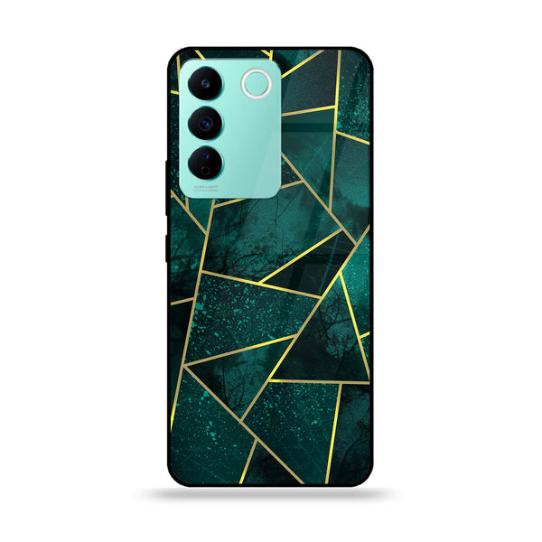 Vivo V27E - Geometric Marble Design 9- Premium Printed Glass soft Bumper shock Proof Case CS-46894