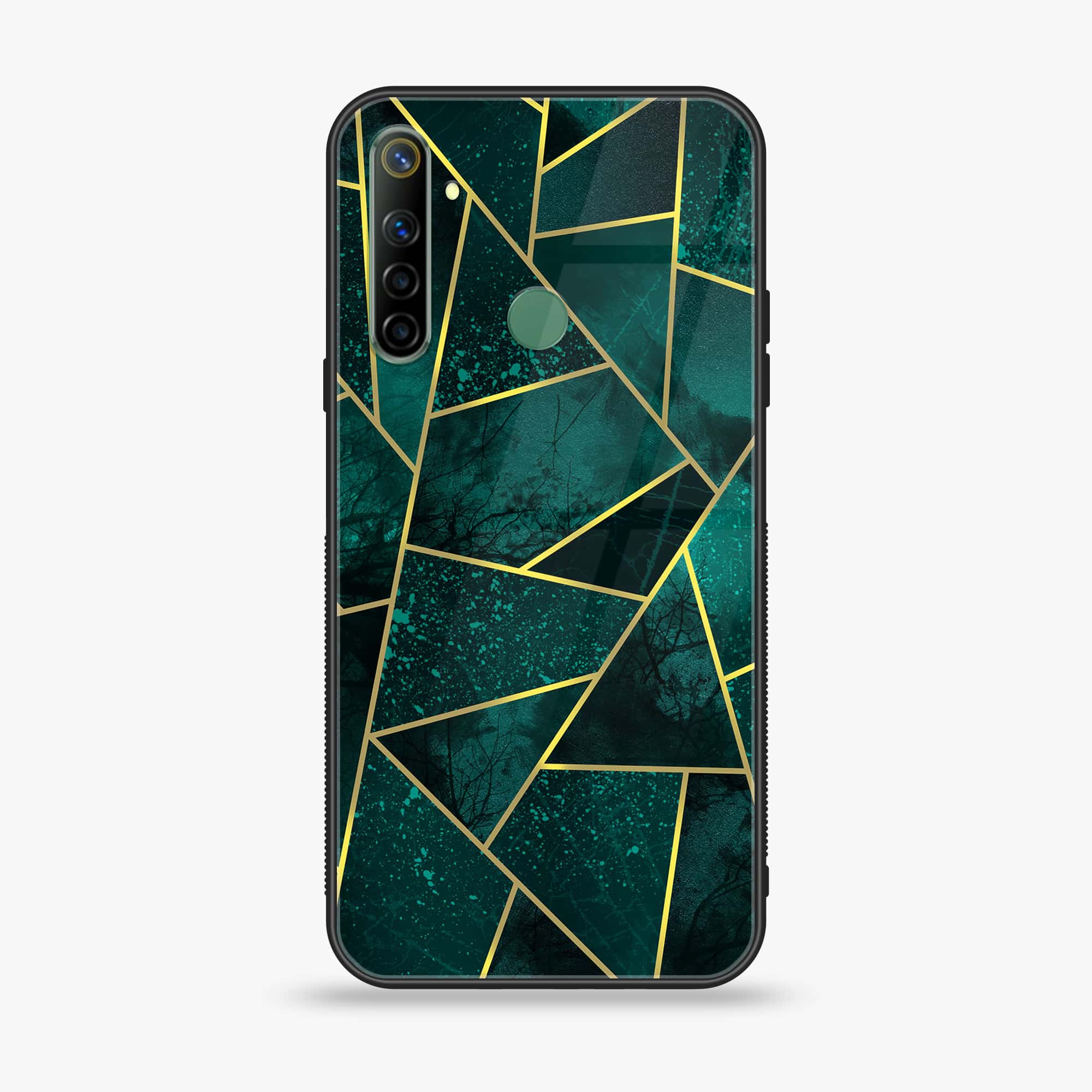 Realme Narzo 10 Geometric Marble Series Premium Printed Glass soft Bumper shock Proof Case