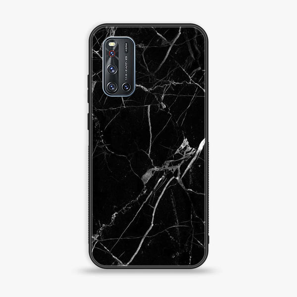 Vivo V19 - Black Marble  Design 2 - Premium Printed Glass soft Bumper shock Proof Case CS-31359