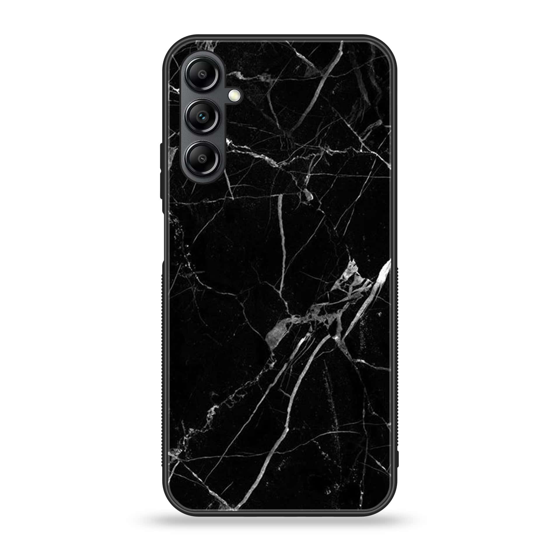 Samsung Galaxy A14- BLACK  Marble Series - Premium Printed Glass soft Bumper shock Proof Case