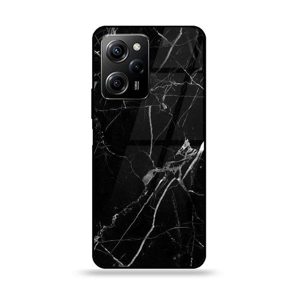 Xiaomi Poco X5 Pro - Black Marble Series - Premium Printed Glass soft Bumper shock Proof Case