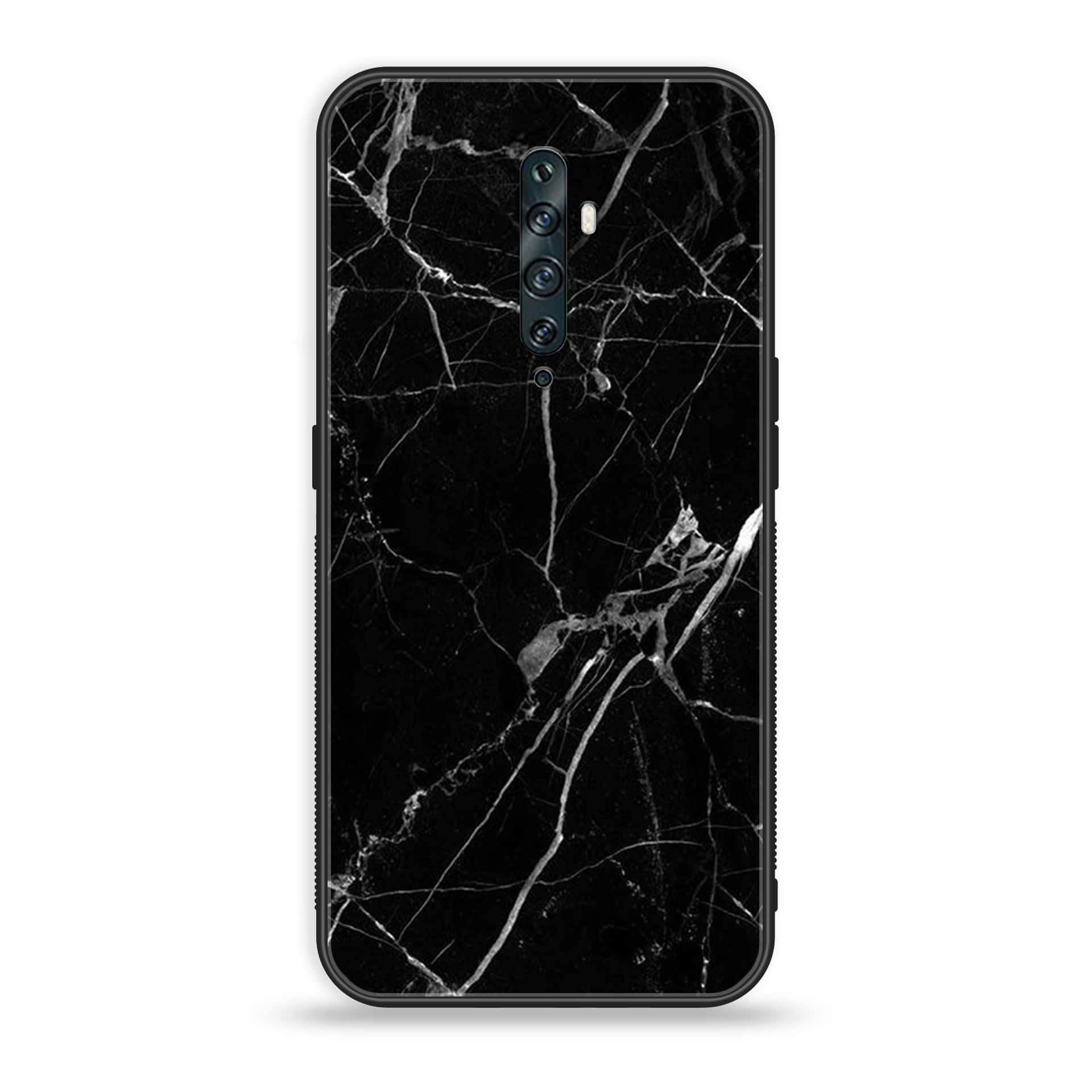 OPPO Reno 2f - Black Marble Series - Premium Printed Glass soft Bumper shock Proof Case