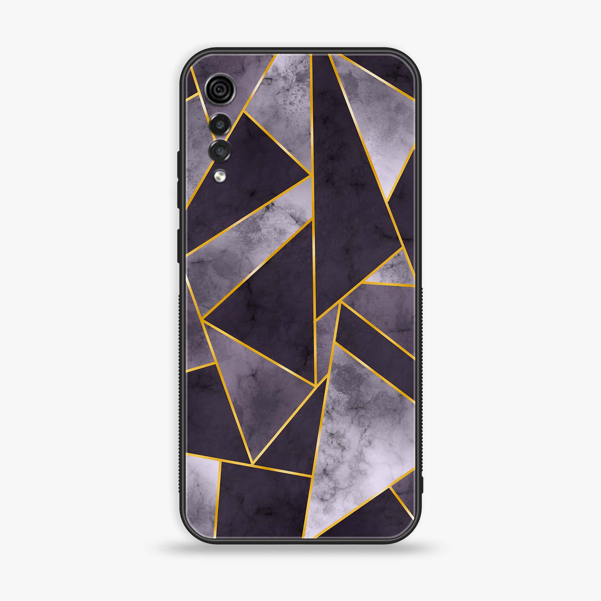 LG Velvet - Geometric Marble Series - Premium Printed Glass soft Bumper shock Proof Case