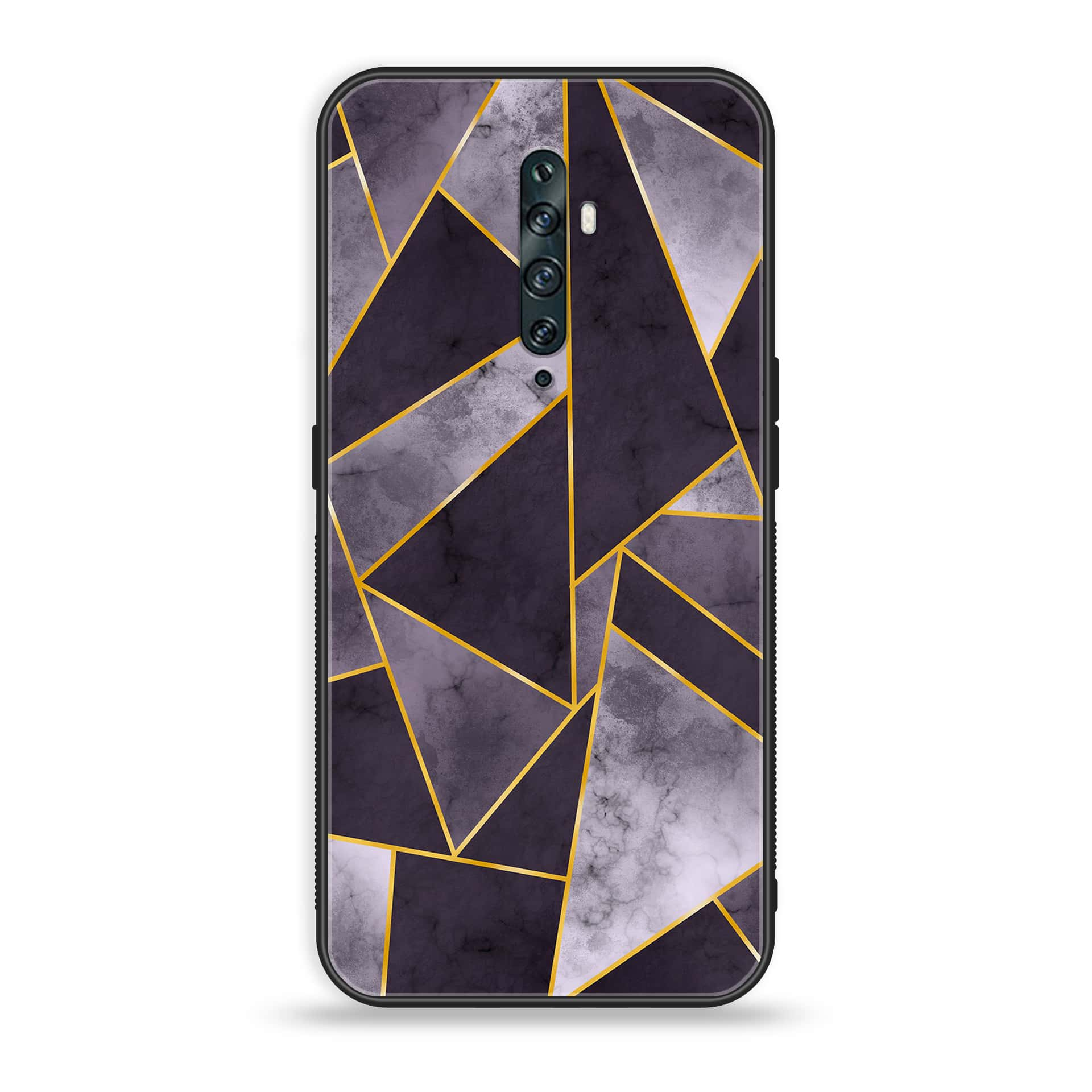 OPPO Reno 2f - Geometric Marble Series - Premium Printed Glass soft Bumper shock Proof Case