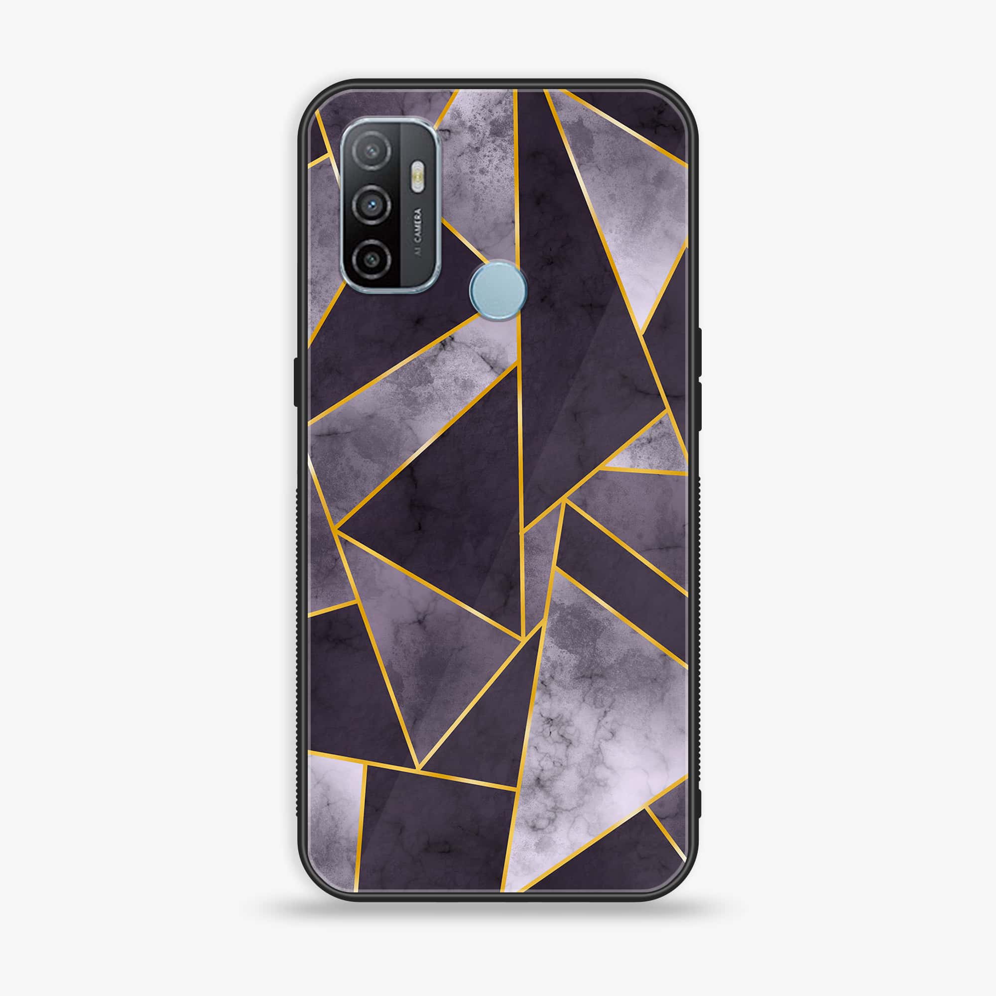 Oppo A53 - Geometric Marble Series - Premium Printed Glass soft Bumper shock Proof Case