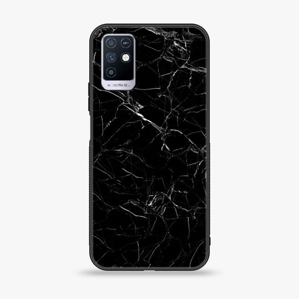 Infinix Note 10 Black Marble Design 1 Premium Printed Glass soft Bumper shock Proof Case CS-8458