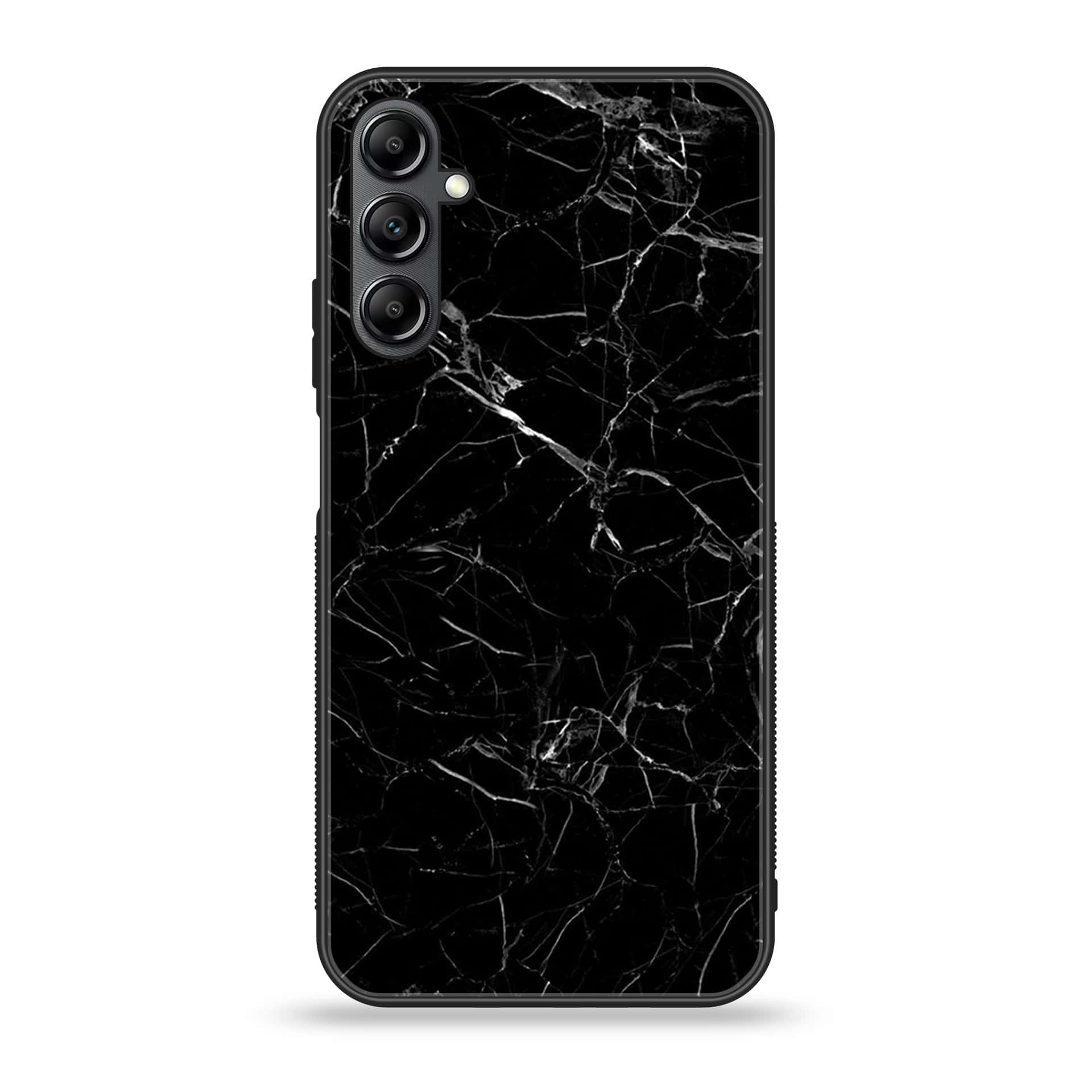 Samsung Galaxy A14- BLACK  Marble Series - Premium Printed Glass soft Bumper shock Proof Case