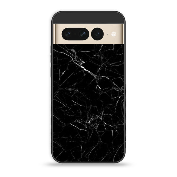 Google Pixel 7 Pro - Black Marble Series - Premium Printed Glass soft Bumper shock Proof Case