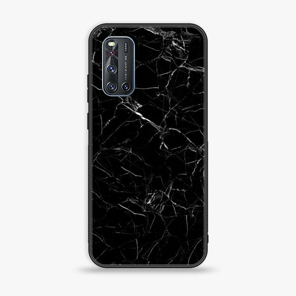 Vivo V19 - Black Marble Design 1  - Premium Printed Glass soft Bumper shock Proof Case CS-38503