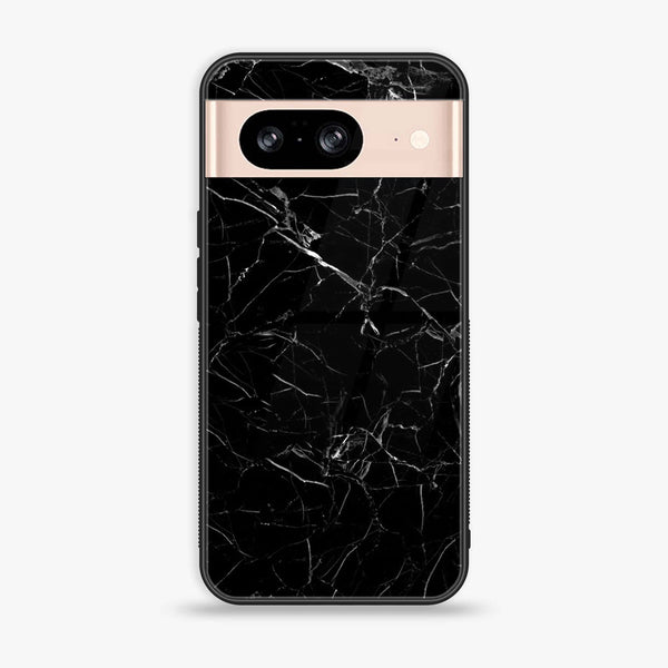 Google Pixel 8 - Black Marble Series - Premium Metal Printed soft Bumper Shock Proof Case