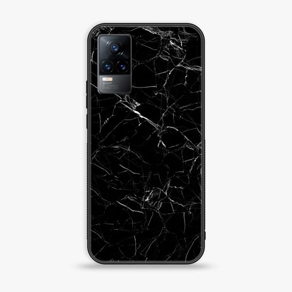 Vivo Y73 2021 - Black Marble Series - Premium Printed Glass soft Bumper shock Proof Case