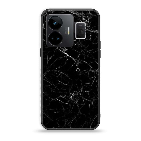 Realme GT3 - Black Marble Series - Premium Printed Glass soft Bumper shock Proof Case