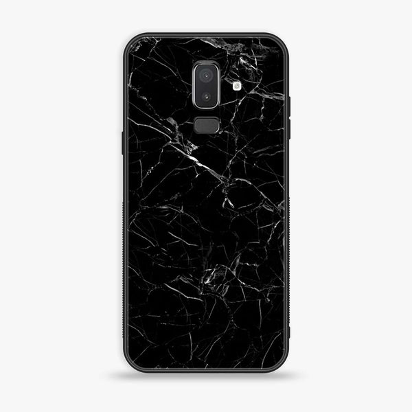 Samsung Galaxy J8 2018 - Black Marble Series - Premium Printed Glass soft Bumper shock Proof Case