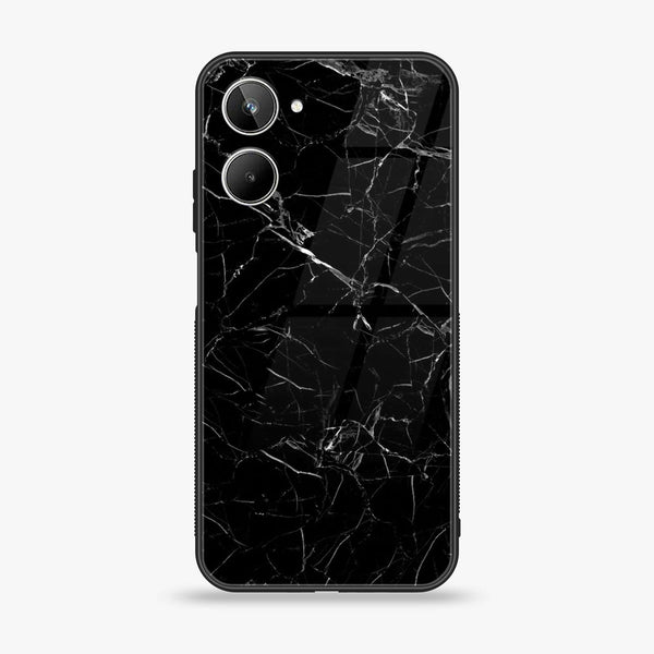 Realme 10 4G - Black Marble Series - Premium Printed Glass soft Bumper shock Proof Case