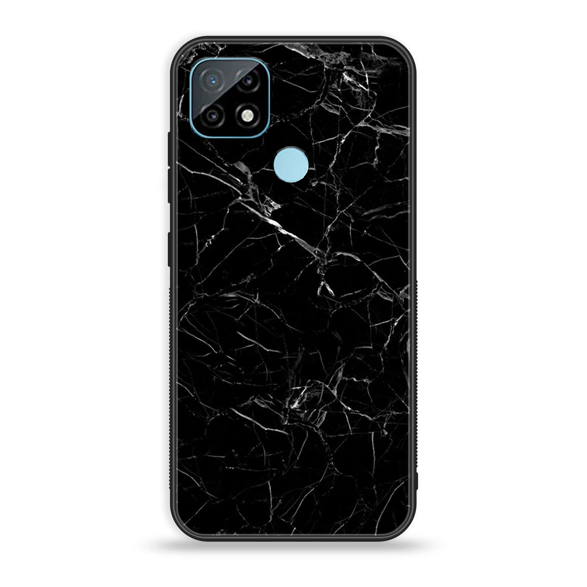 Realme C21 Black Marble series Premium Printed Glass soft Bumper shock Proof Case