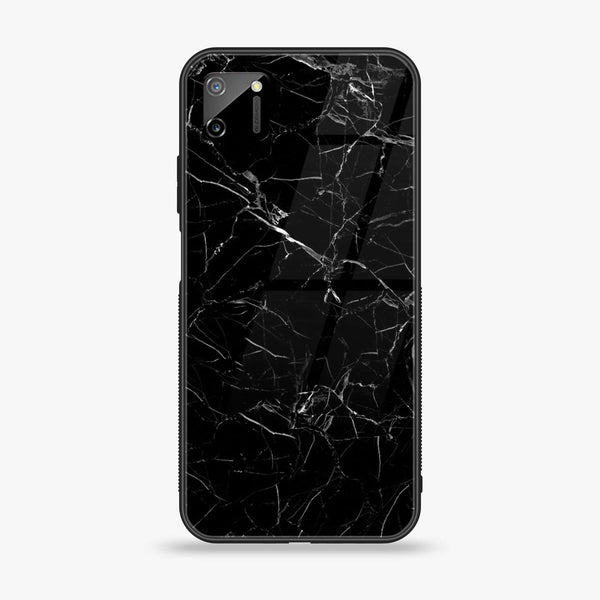 Realme C11 - Black Marble Series - Premium Printed Glass soft Bumper shock Proof Case