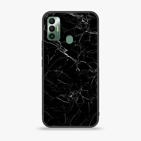 Tecno Spark 7 Black Marble Design 1 Premium Printed Glass soft Bumper shock Proof Case CS-22954