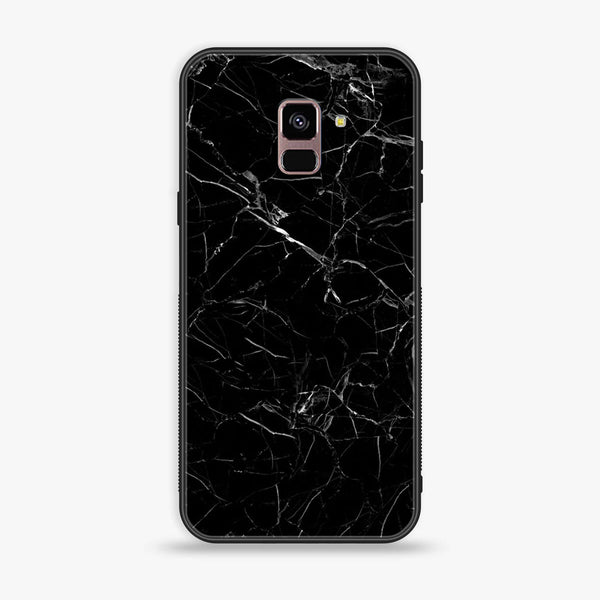 Samsung Galaxy A8+ (2018) - Black Marble Series - Premium Printed Glass soft Bumper shock Proof Case