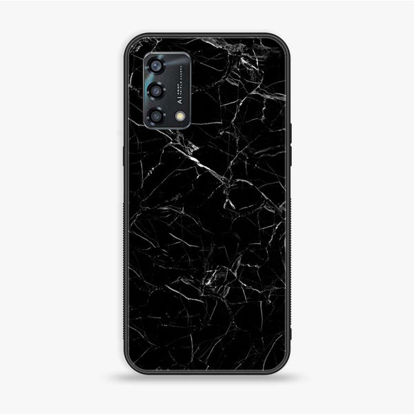 Oppo Reno 6 Lite - Black Marble Series - Premium Printed Glass soft Bumper shock Proof Case