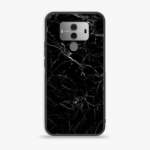 Huawei Mate 10- Black  Marble Design 1 - Premium Printed Glass soft Bumper shock Proof Case CS-41239