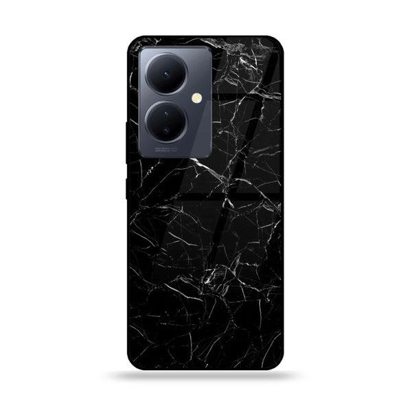 Vivo Y36 - Black Marble Design 1 - Premium Printed Glass soft Bumper shock Proof Case CS-16563 CS-16564 CS-16565